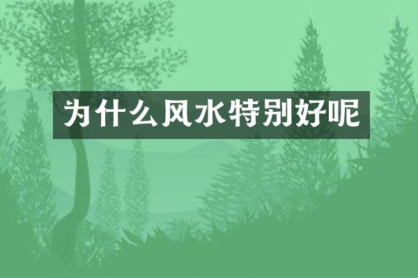 为什么风水特别好呢