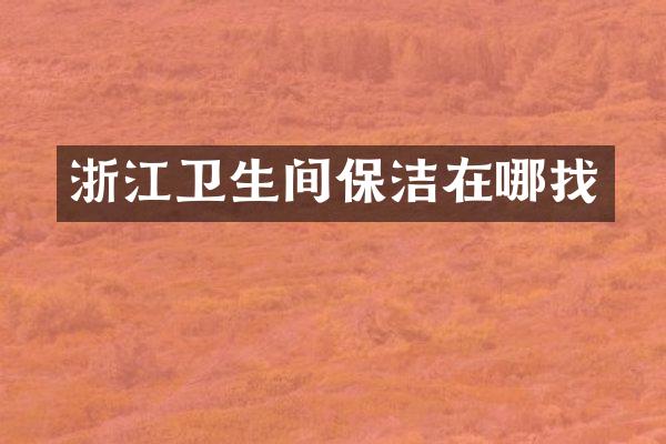浙江卫生间保洁在哪找