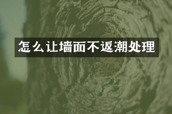 怎么让墙面不返潮处理