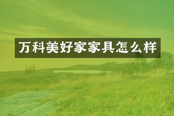 万科美好家家具怎么样