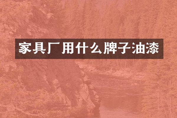 家具厂用什么牌子油漆