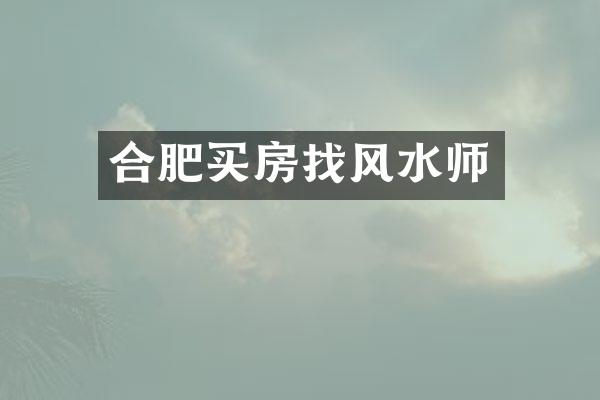 合肥买房找风水师