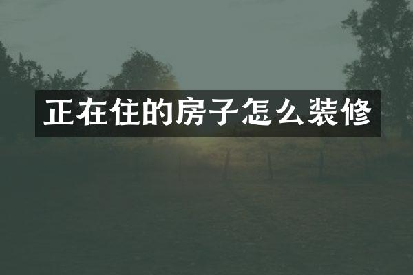 正在住的房子怎么装修