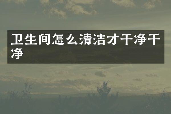 卫生间怎么清洁才干净干净
