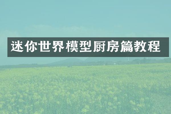 迷你世界模型厨房篇教程