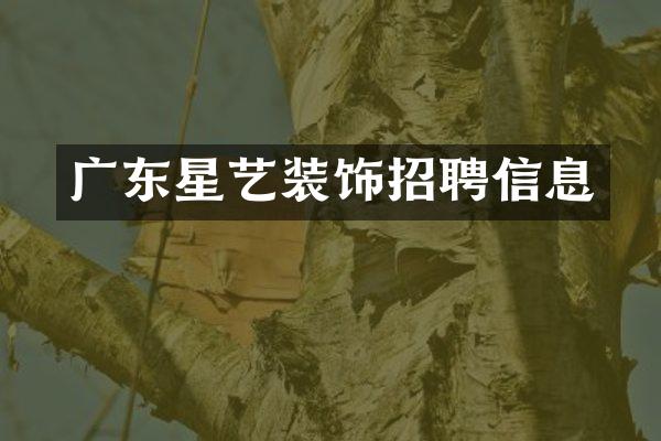 广东星艺装饰招聘信息