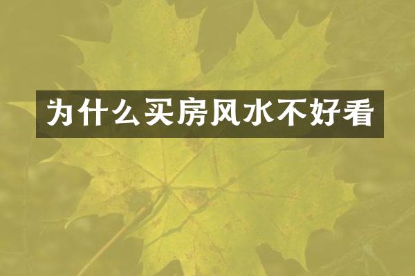 为什么买房风水不好看