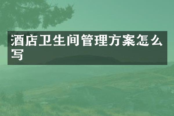 酒店卫生间管理方案怎么写