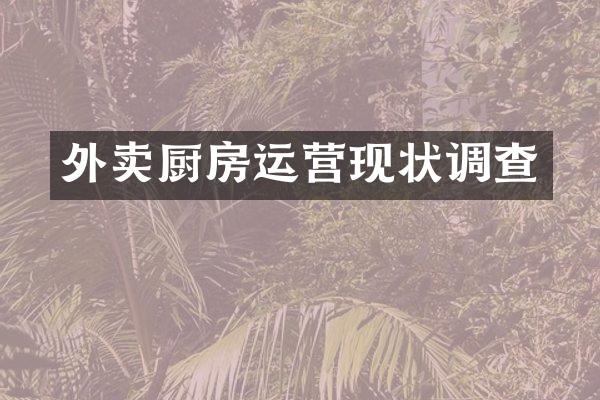 外卖厨房运营现状调查