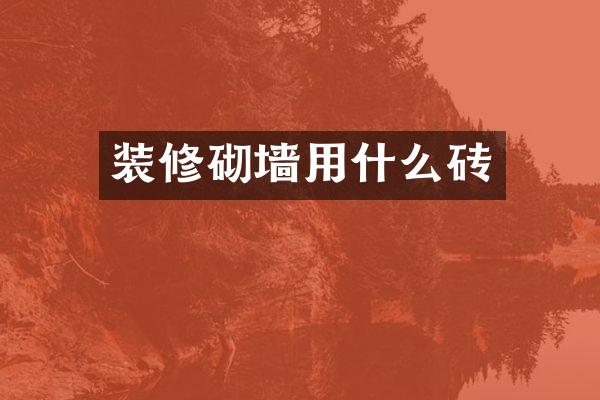 装修砌墙用什么砖