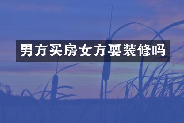 男方买房女方要装修吗