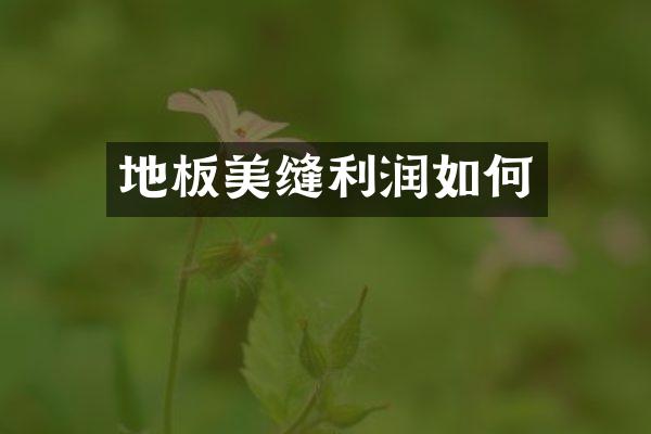 地板美缝利润如何