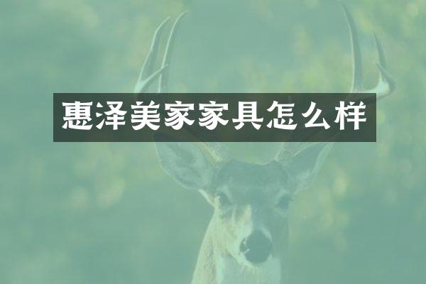 惠泽美家家具怎么样