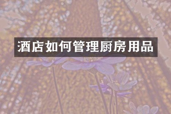 酒店如何管理厨房用品