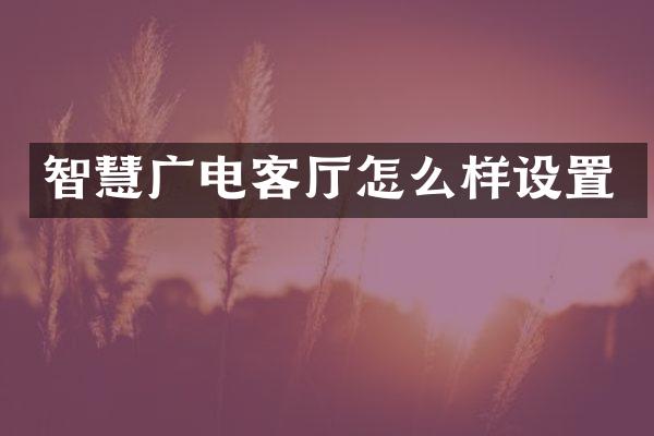 智慧广电客厅怎么样设置