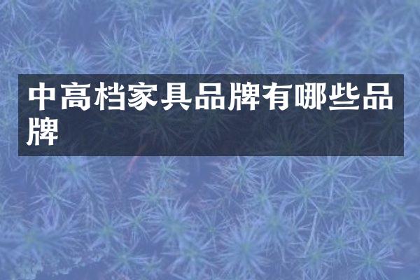 中高档家具品牌有哪些品牌