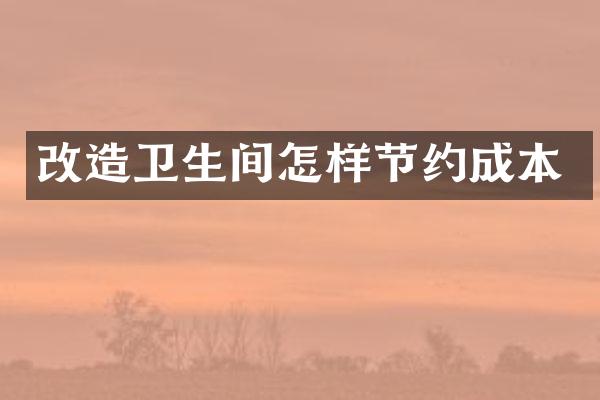 改造卫生间怎样节约成本