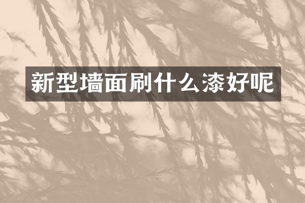 新型墙面刷什么漆好呢