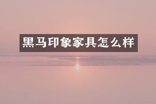 黑马印象家具怎么样