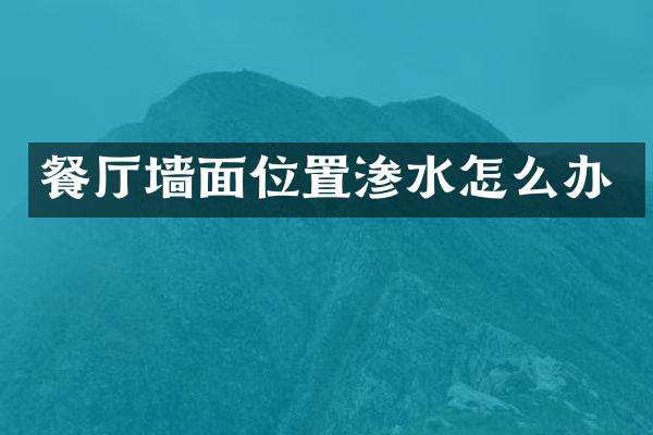 餐厅墙面位置渗水怎么办