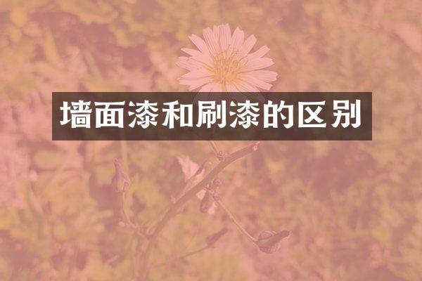 墙面漆和刷漆的区别