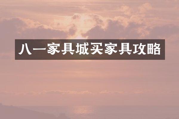 八一家具城买家具攻略
