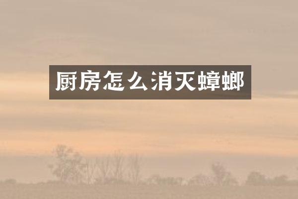 厨房怎么消灭蟑螂