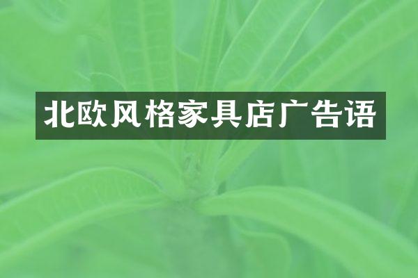 北欧风格家具店广告语