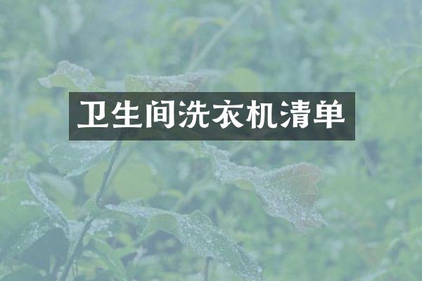 卫生间洗衣机清单