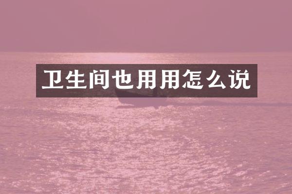 卫生间也用用怎么说