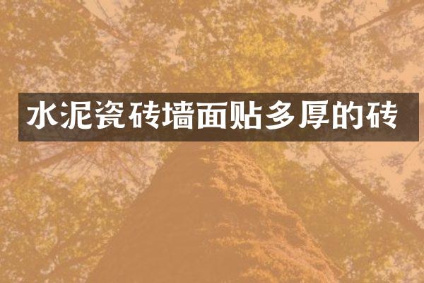 水泥瓷砖墙面贴多厚的砖