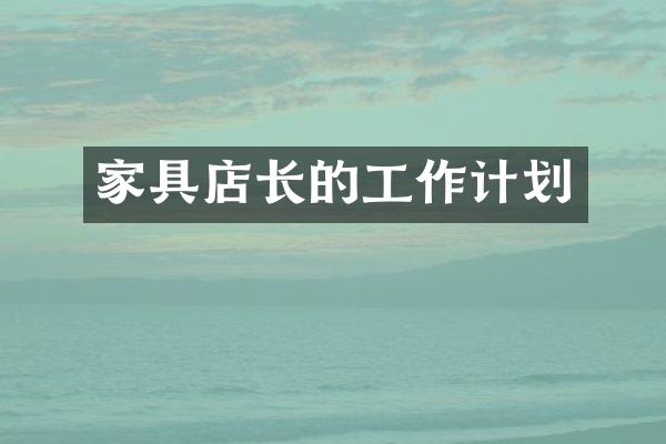 家具店长的工作计划