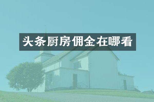 头条厨房佣金在哪看