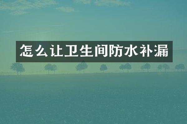 怎么让卫生间防水补漏
