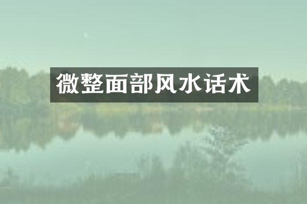 微整面部风水话术