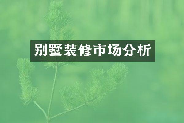 别墅装修市场分析