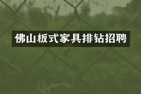 佛山板式家具排钻招聘