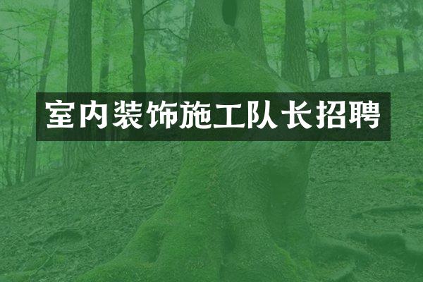 室内装饰施工队长招聘