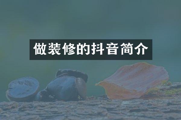 做装修的抖音简介