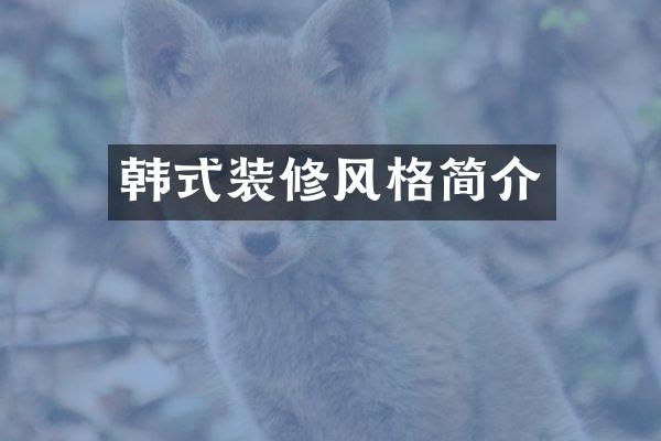 韩式装修风格简介