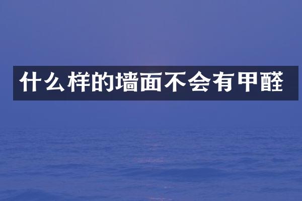 什么样的墙面不会有甲醛
