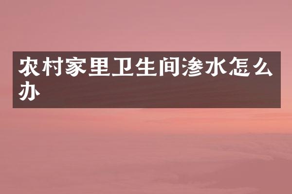 农村家里卫生间渗水怎么办