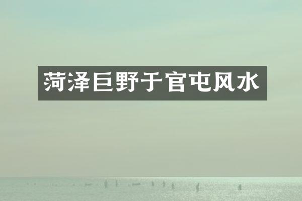 菏泽巨野于官屯风水