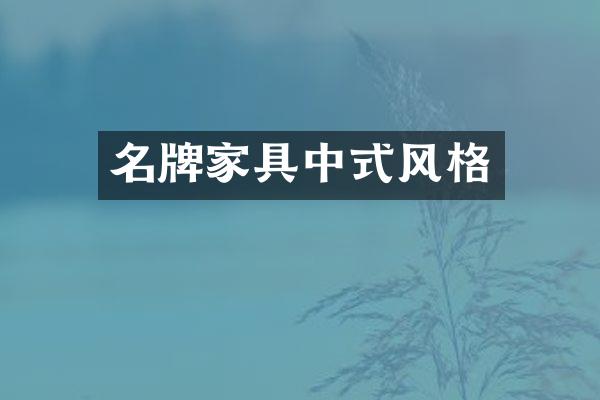 名牌家具中式风格